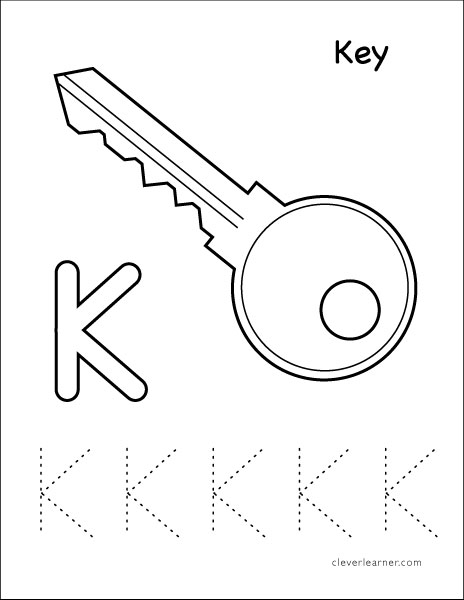 Letter K writing and coloring sheet