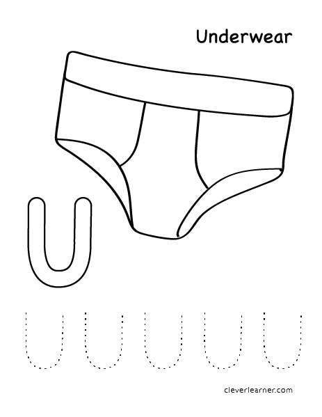 U is for underwear letter tracing worksheets for preschool