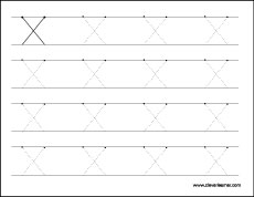 Upper case letter X tracing sheets for children 