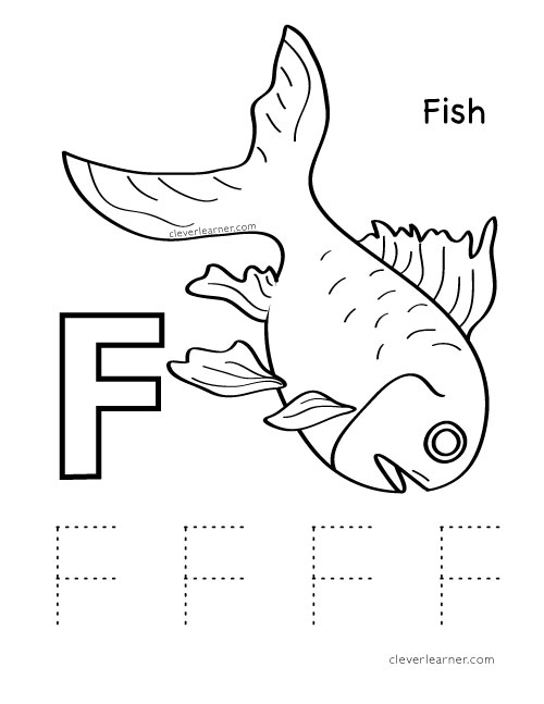 Letter F writing and coloring sheet