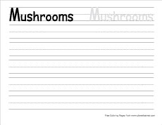 big M for Mushroom practice writing sheet