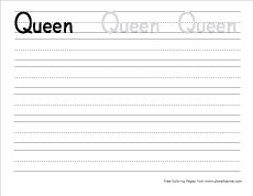 big q for queen practice writing sheet