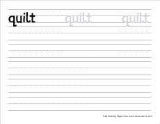 small q for quilt practice writing sheet