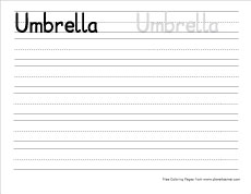 big u for umbrella practice writing sheet