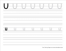 small u practice writing sheet