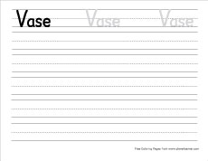 big v for vase practice writing sheet