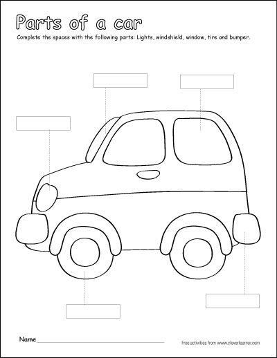 parts of a car coloring sheets