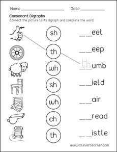 Preschool Consonant Digraph Worksheet