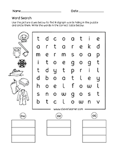 vowel Digraph worksheets for children