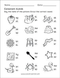 preschool worksheets on consonant blends with letter s