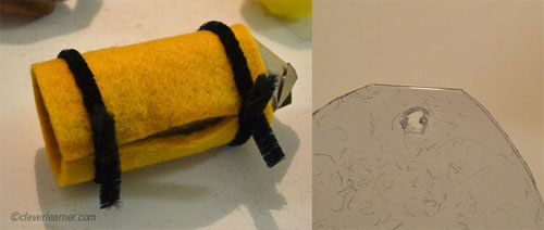 Making the black stripes of the bee
