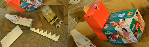 scrap boxes for making craft dinosaur
