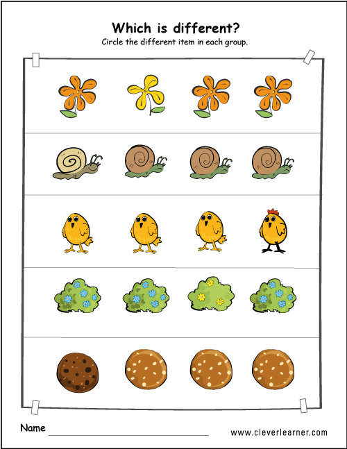 Circle the picture that is different worksheets for preschools