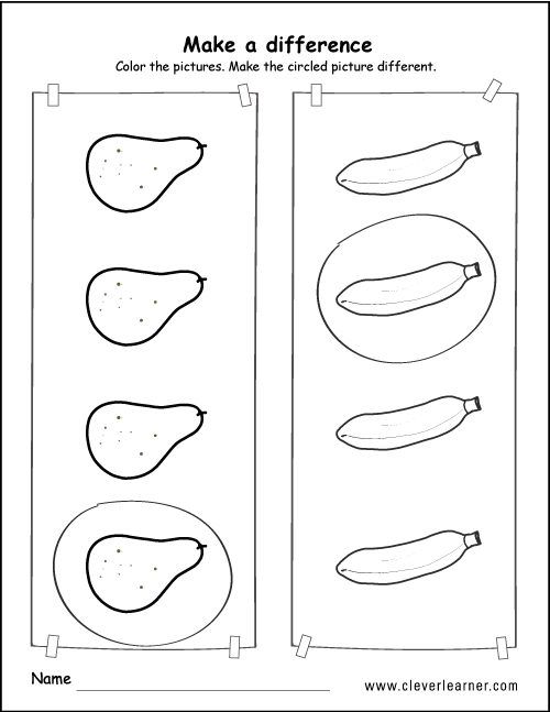 Picture difference activity sheets for kindergarten