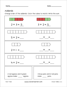 First grade Model Math Addition Sheets