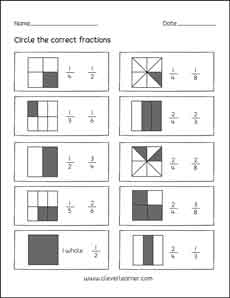 Preschool fractions test