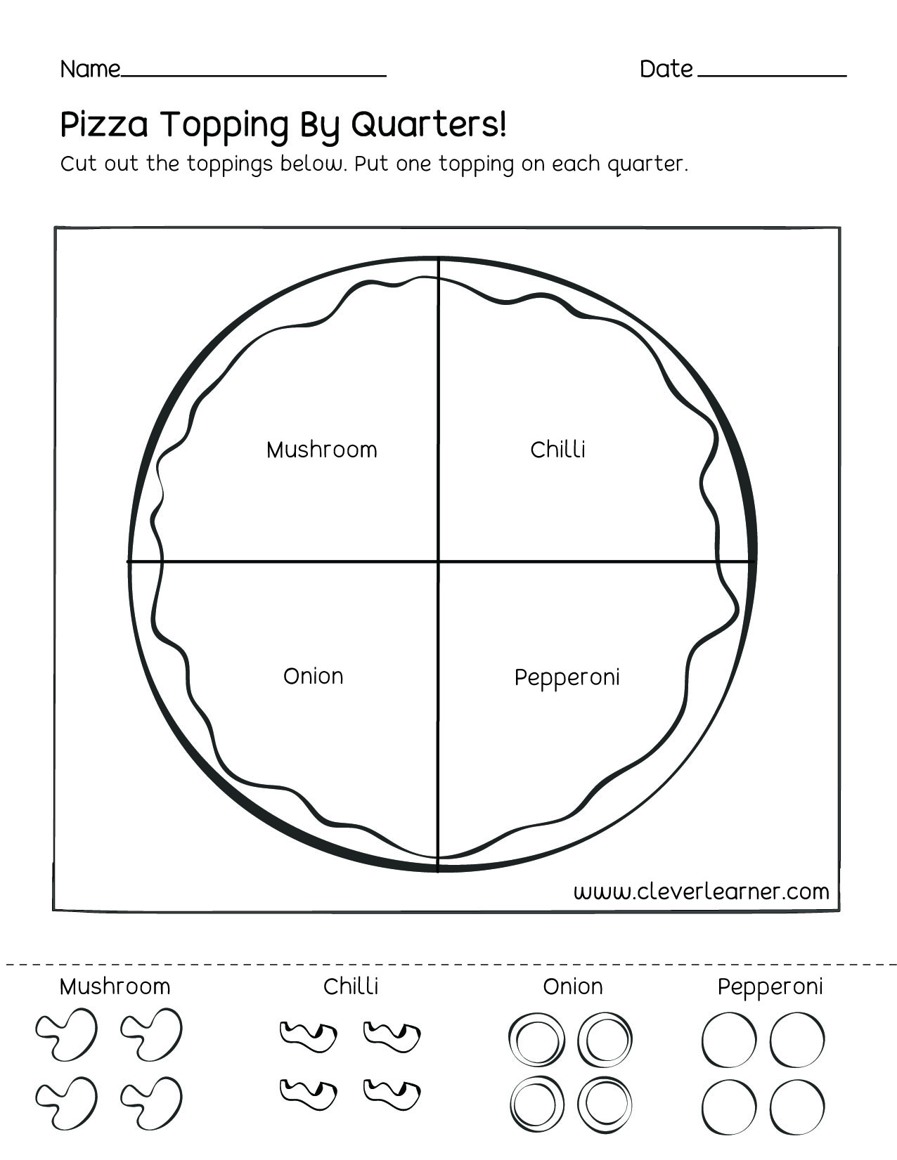 Fun Activity On Fractions Fourths Worksheets For Children