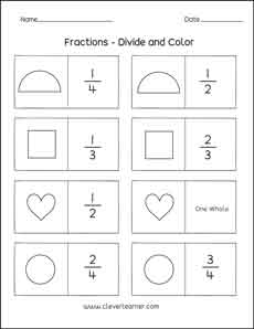 Fractions Divide and color worksheet