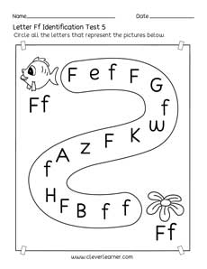Homeschool pre-K letter F  identification printable