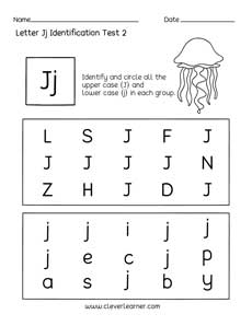 Fun Letter J Identification Activity And Test Sheets For Preschools And Kindergartens