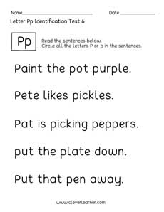Quality printable worksheets on Letter P identification