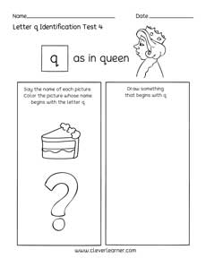 Letter Q colouring activity sheets for preschool