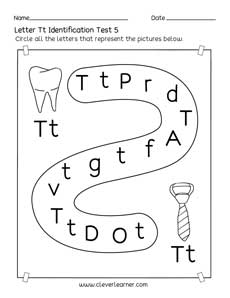 Homeschool pre-K letter T identification printable