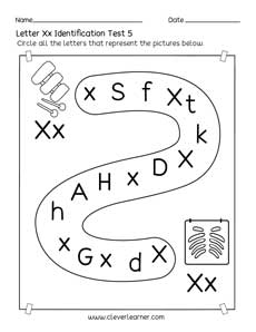 Homeschool pre-K letter X identification printable