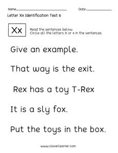 Quality printable worksheets on Letter X identification