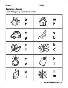 Beginning sounds worksheets for preschools
