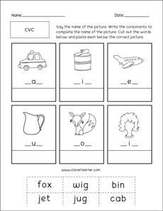 quality printables on CVC early learners