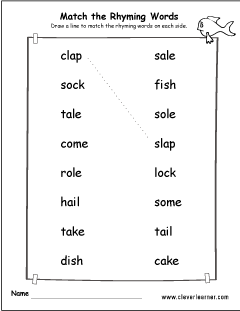 Free rhyme words matching game for preschools and kindergarten