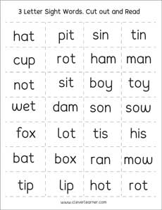 3 letter sight words