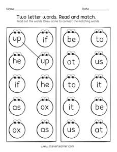 Two letter words matching  worksheet