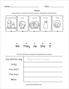 Pronouns Practice Sheets for Preschool and Kindergartens