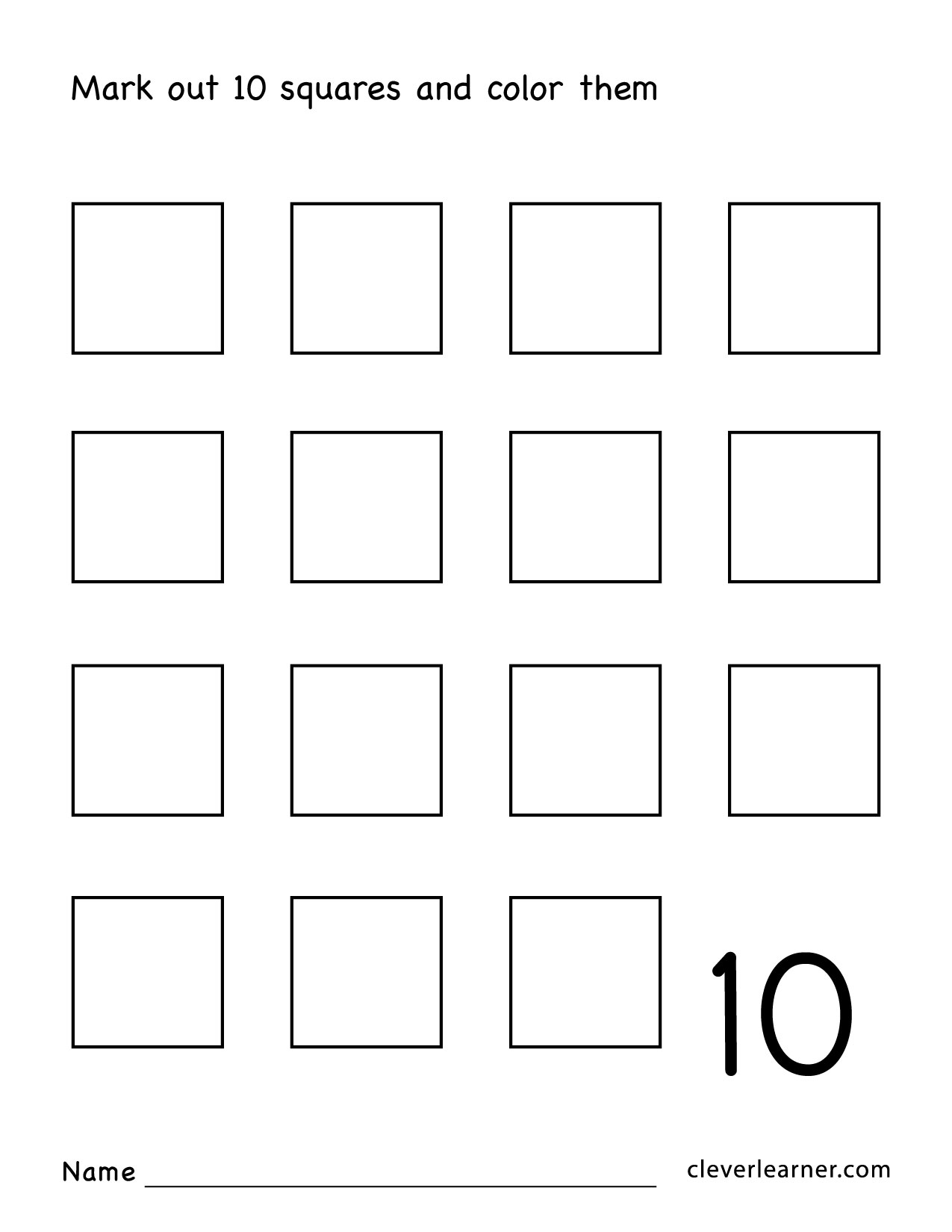 number 10 worksheets for preschool