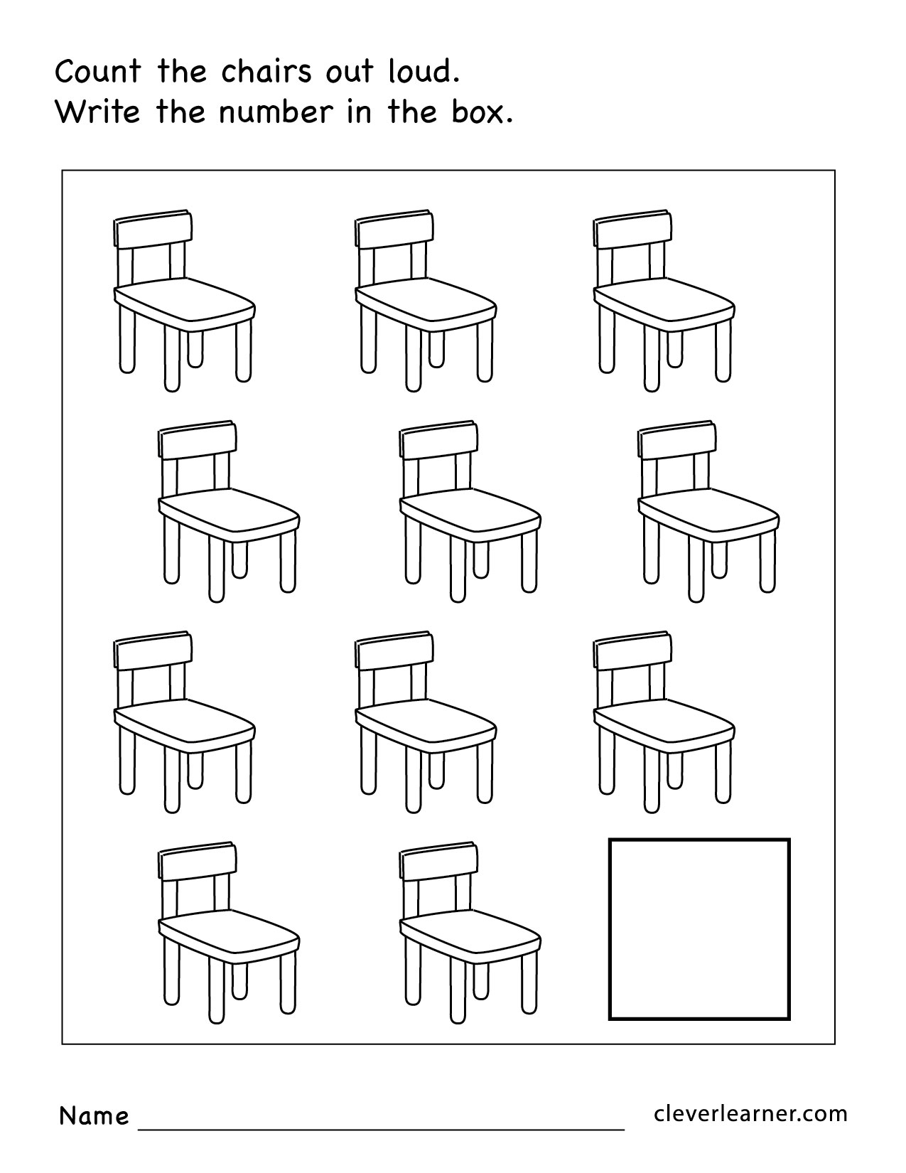 Number eleven writing counting and identification printable worksheets