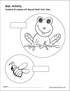 Modèle Big Small Size Worksheet for Kindergarten