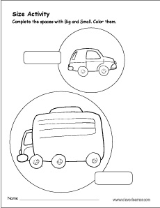 Big Small Size Worksheet for Kindergarten Template