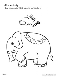 Big & Small Worksheets for Preschool - Free Printables - Kidpid