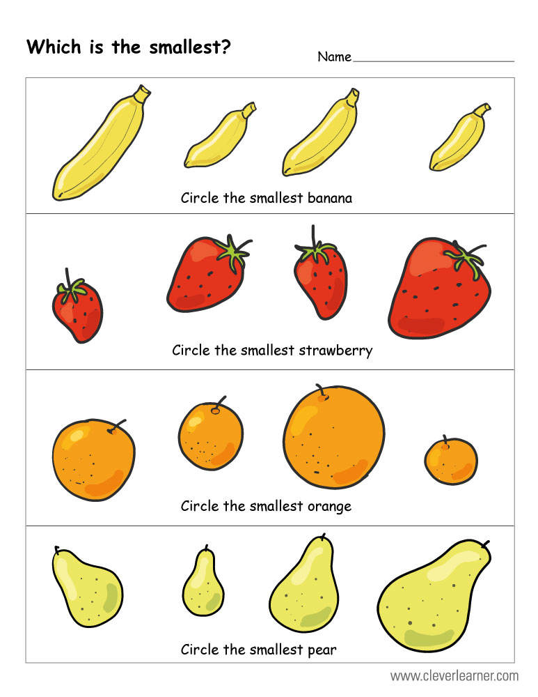 Pre Numbers : Size (Big or Small) worksheet