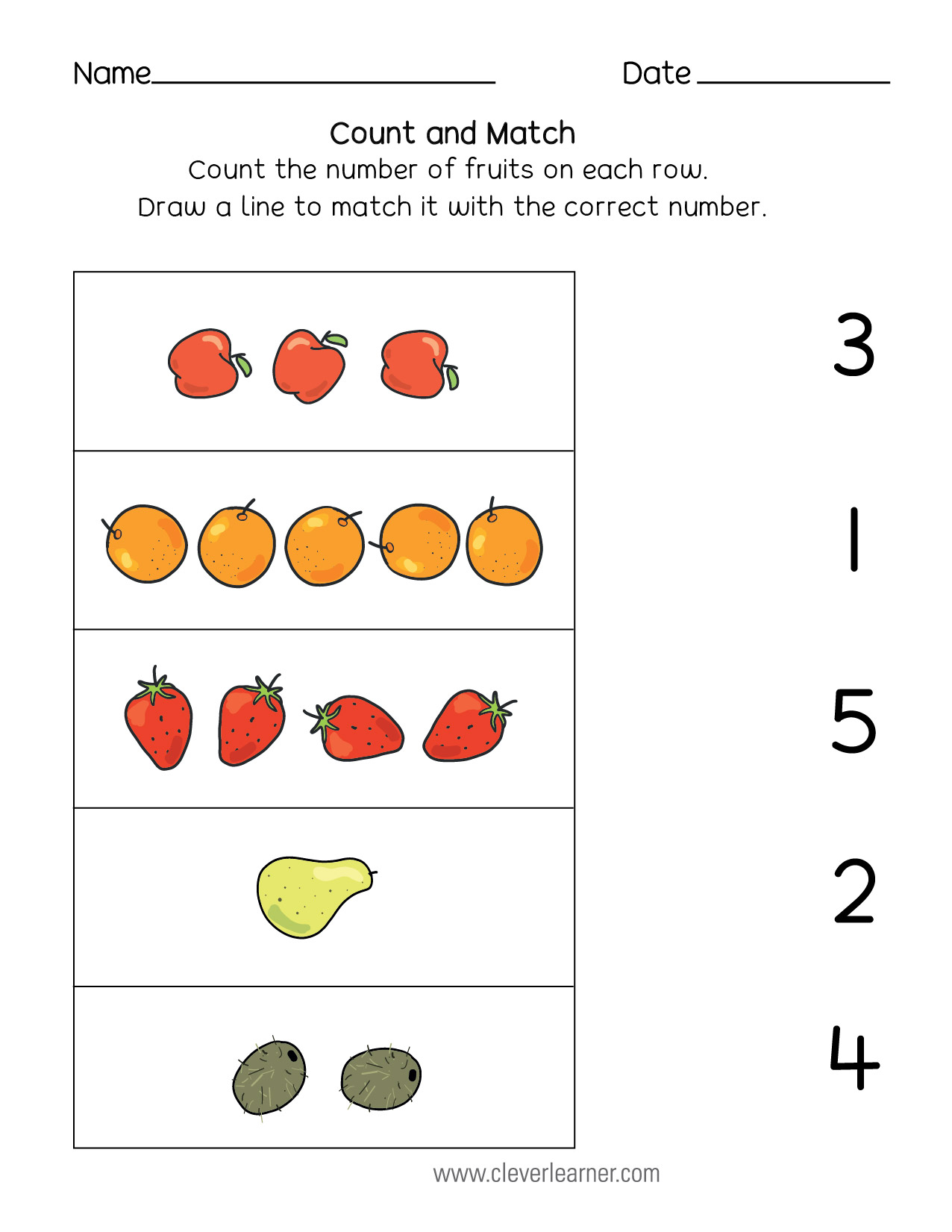 Matching Numbers To Quantities Worksheet