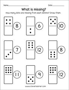 Missing domino dots kindergarten printables
