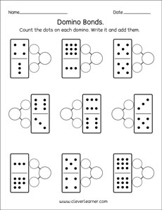 Domino number bonds preschool worksheets