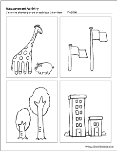 Which object is shorter free worksheet for preschools