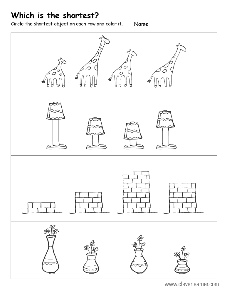 Free Printable Worksheets On Measuring Sizes Tall And Short 