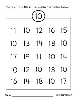 Number ten writing counting and identification printable worksheets
