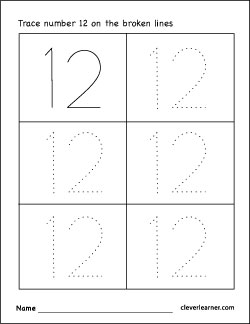 Number twelve writing, counting and identification printable worksheets