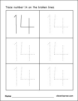 Printable number 14 worksheets for kids