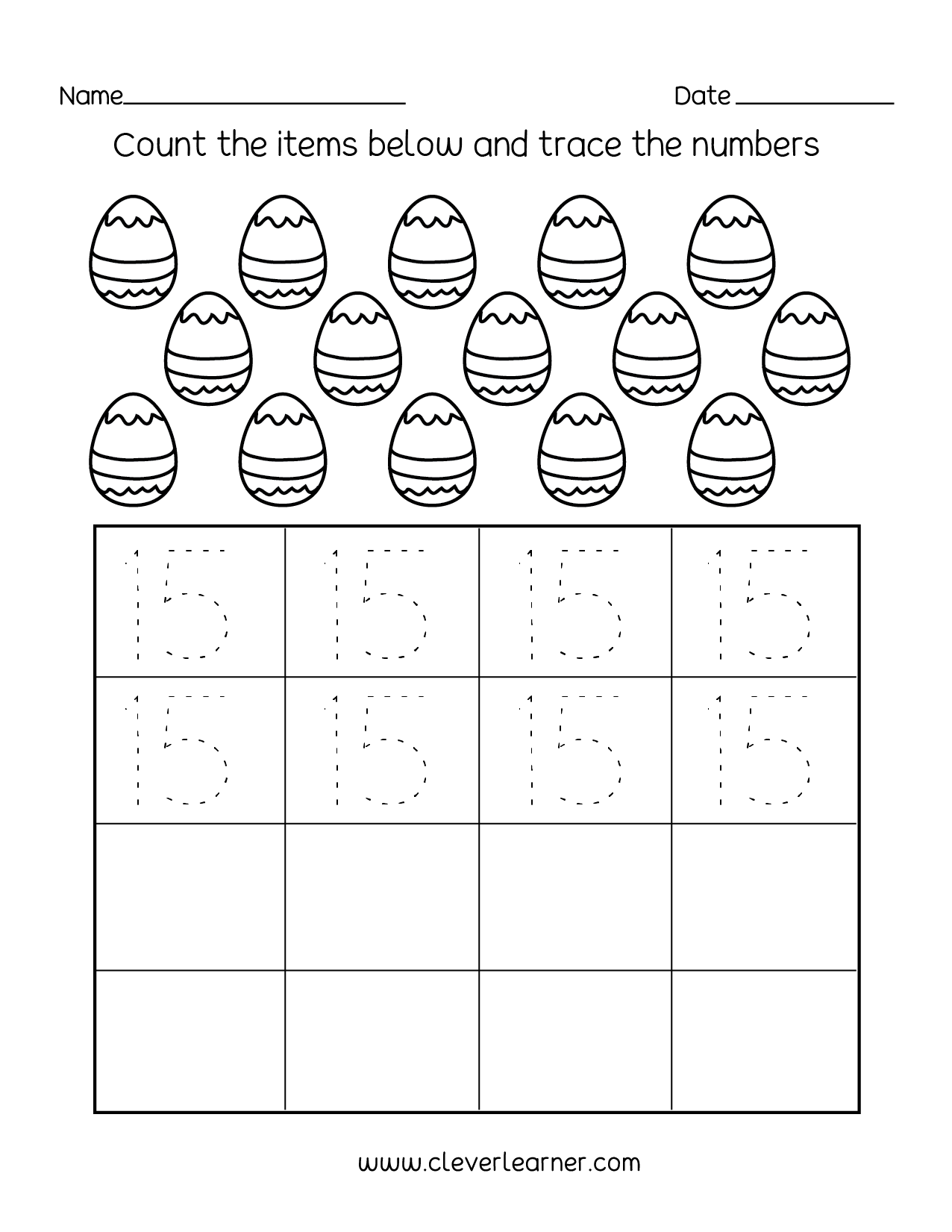 Number 15 Worksheets For Toddlers